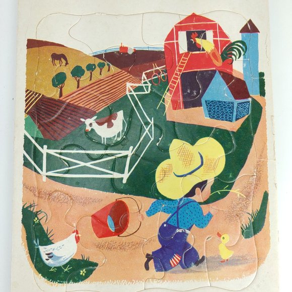 Vintage Golden Press Playskool Farm Puzzles Lot of 4 USA 80-7A 7B 7C 7D Retro - Picture 5 of 9